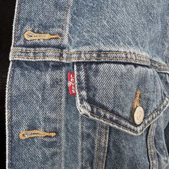 Levi's Jacket Women S Medium Wash Denim Trucker Western Y2K Boho Boyfriend - Picture 5 of 10